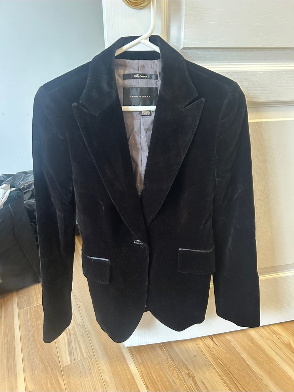 Zara Woman Black Velvet Blazer Jacket